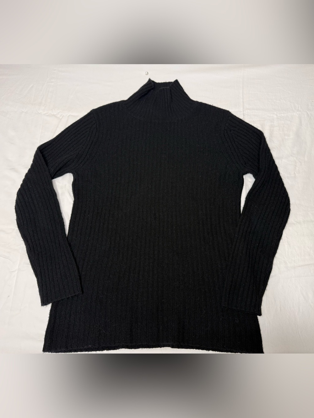 Something Navy Wool Cashmere Turtleneck Sweater Women’s M Black Ribbed Knit